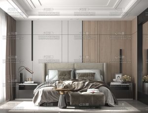 现代简约卧室C4D工程源文件