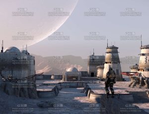 星际沙漠荒原前沿哨所C4D工程源文件