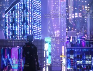 赛博城市风格场景C4D工程源文件