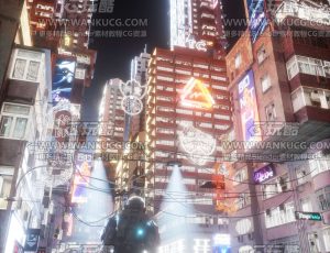 赛博街道风格场景C4D工程源文件