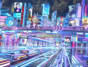 赛博朋克场景C4D工程源文件