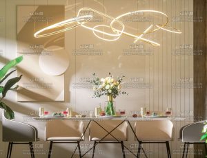 室内餐厅渲染场景C4D工程源文件