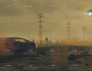 汽车飙车场景C4D工程源文件