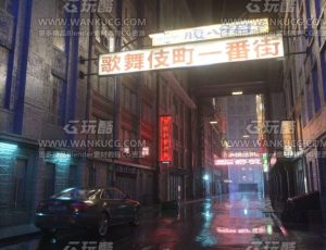 赛博朋克城市湿漉地面街道C4D工程源文件