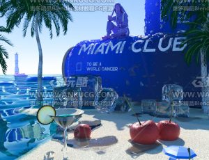 夏季沙滩场景C4D工程源文件