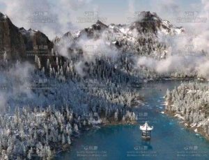 雪山冰河C4D工程源文件