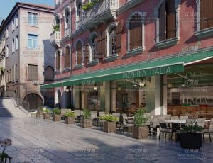 超写实西餐厅街道Blend工程源文件