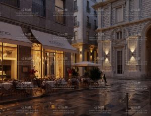 超写实夜晚户外浪漫餐厅Blend工程源文件