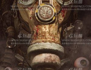 恐怖防毒面具场景C4D工程源文件