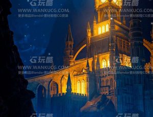 夜晚梦幻城堡场景Blend工程源文件