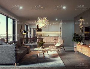 客厅室内场景C4D工程源文件