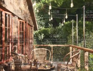 室外阳台场景C4D工程源文件