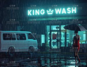 下雨的洗衣店C4D工程源文件