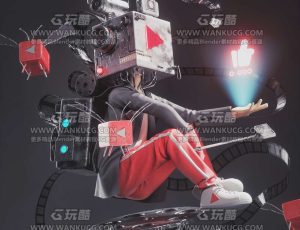 YOUTUBE机器人场景C4D工程源文件