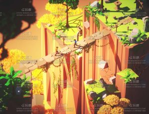 卡通小场景2C4D工程源文件