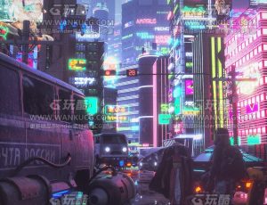 赛博朋克闹市街道C4D工程源文件