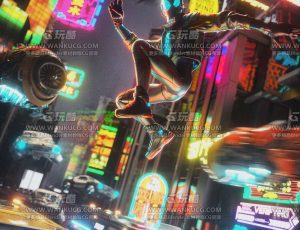 蜘蛛侠赛博朋克城市C4D工程源文件