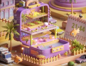 电商卡通场景C4D工程源文件