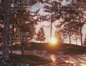 黄昏树林C4D工程源文件