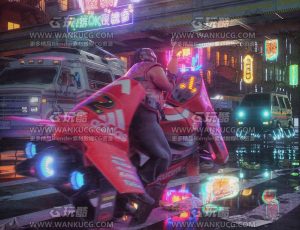 赛博朋克闹市城市场景C4D工程源文件