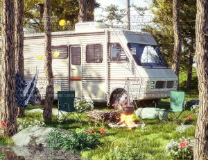 森林房车场景C4D工程源文件