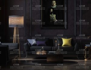 西式古典客厅C4D工程源文件