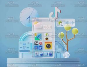 蓝色的UI场景C4D工程源文件