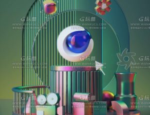 绿色C4D场景C4D工程源文件