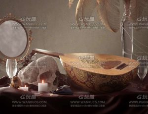 琵琶静物场景C4D工程源文件