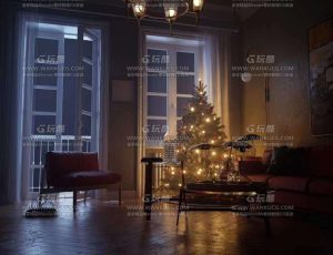 圣诞场景晚上C4D工程源文件
