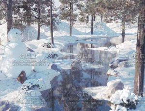 雪景森林C4D工程源文件
