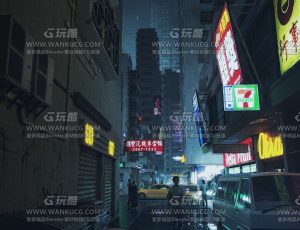 夜景小巷场景C4D工程源文件
