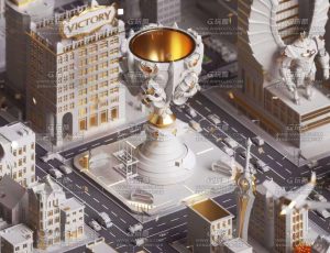 英雄联盟卡通城市C4D工程源文件