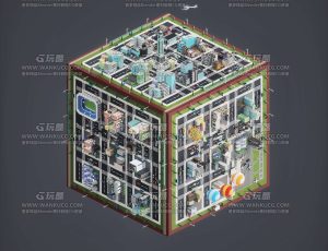 卡通方形方块城市C4D工程源文件
