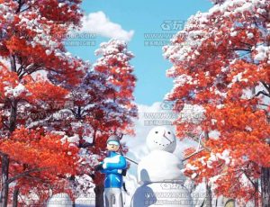 卡通角色雪景森林C4D工程源文件