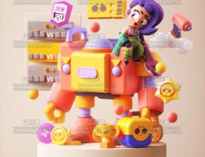 卡通人物小场景C4D工程源文件