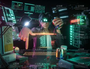 科技游戏玩家场景C4D工程源文件