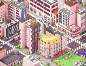 卡通城镇街道C4D工程源文件