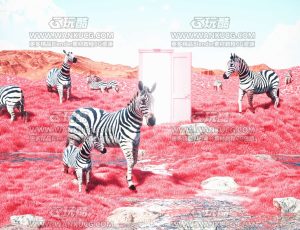 粉色草原场景C4D工程源文件