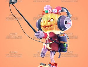 南瓜人卡通场景C4D工程源文件