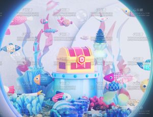 海底世界卡通场景C4D工程源文件