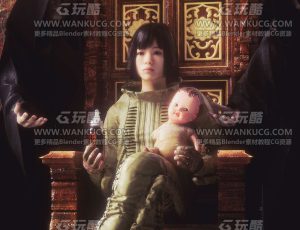 奇幻场景的小女孩C4D工程源文件