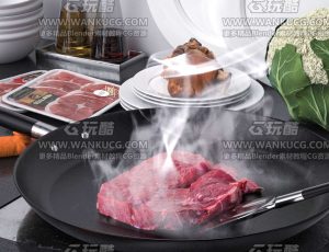 炒牛肉场景C4D工程源文件