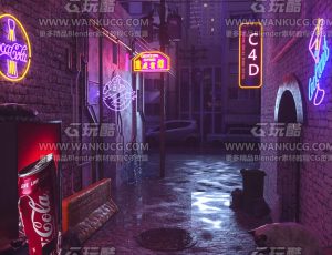 街边胡同小巷场景C4D工程源文件
