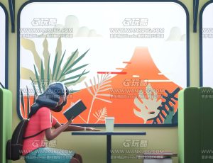 绿色卡通场景C4D工程源文件