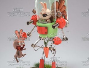 兔子与机械人场景C4D工程源文件