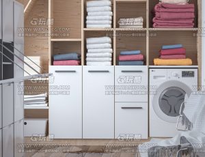 现代洗衣机场景C4D工程源文件
