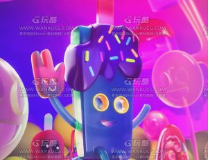 卡通雪糕人场景C4D工程源文件