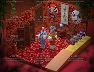卡通中国京剧场景C4D工程源文件