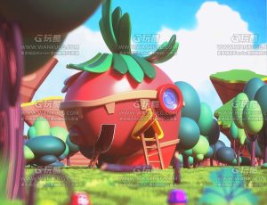 愤怒小鸟卡通场景C4D工程源文件